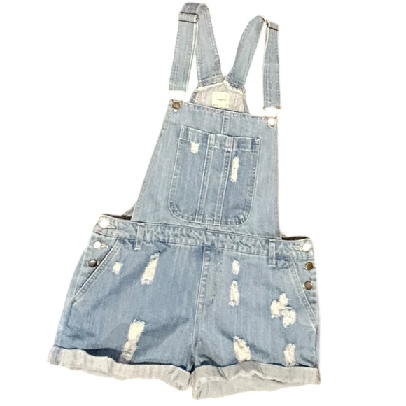 Harper Pants - HARPER Heritage Distressed Cuffed Denim Blue Jean Shortalls Size Medium VGC